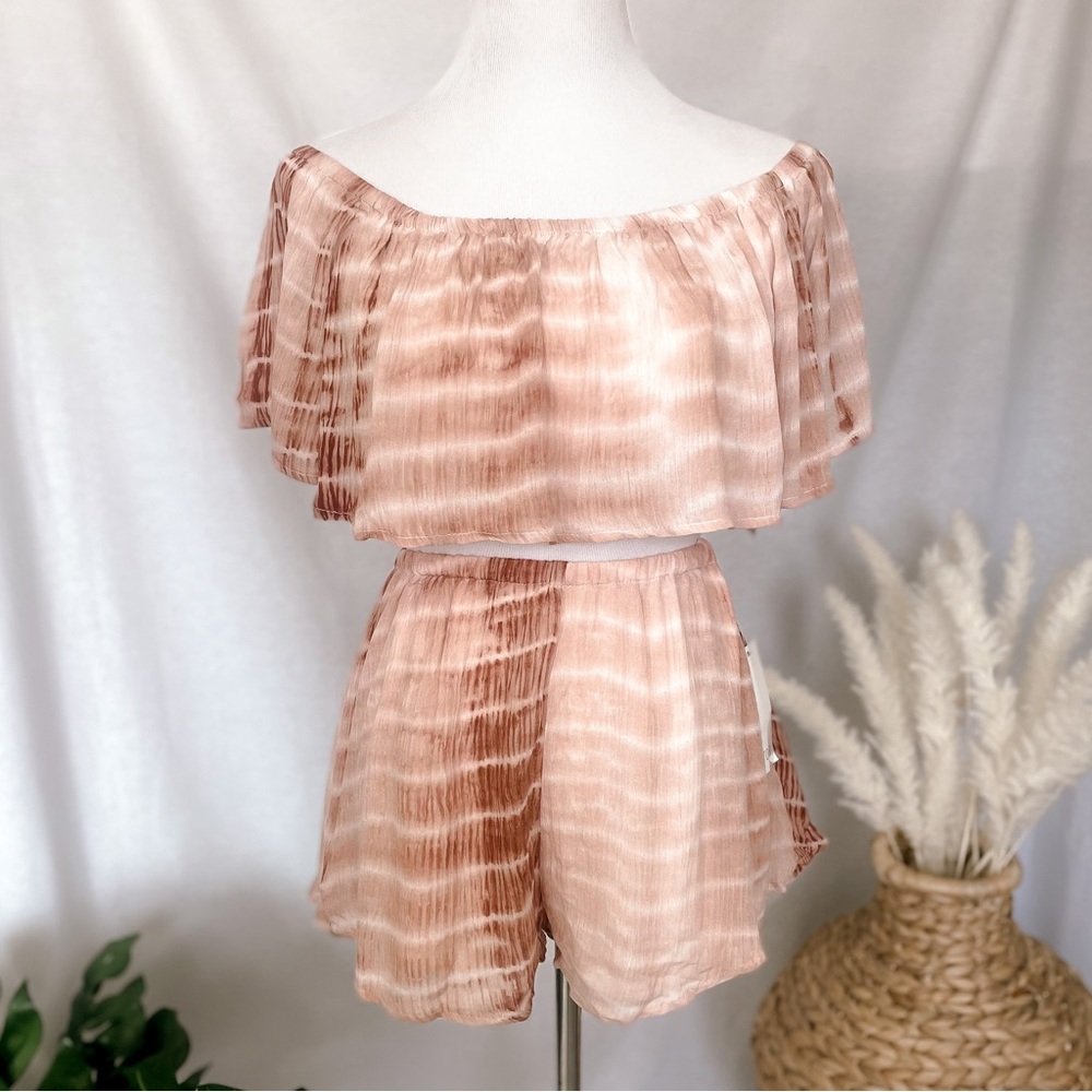 TOBI Rust Orange Tie Dye Set - Crop Top + High Waisted Shorts